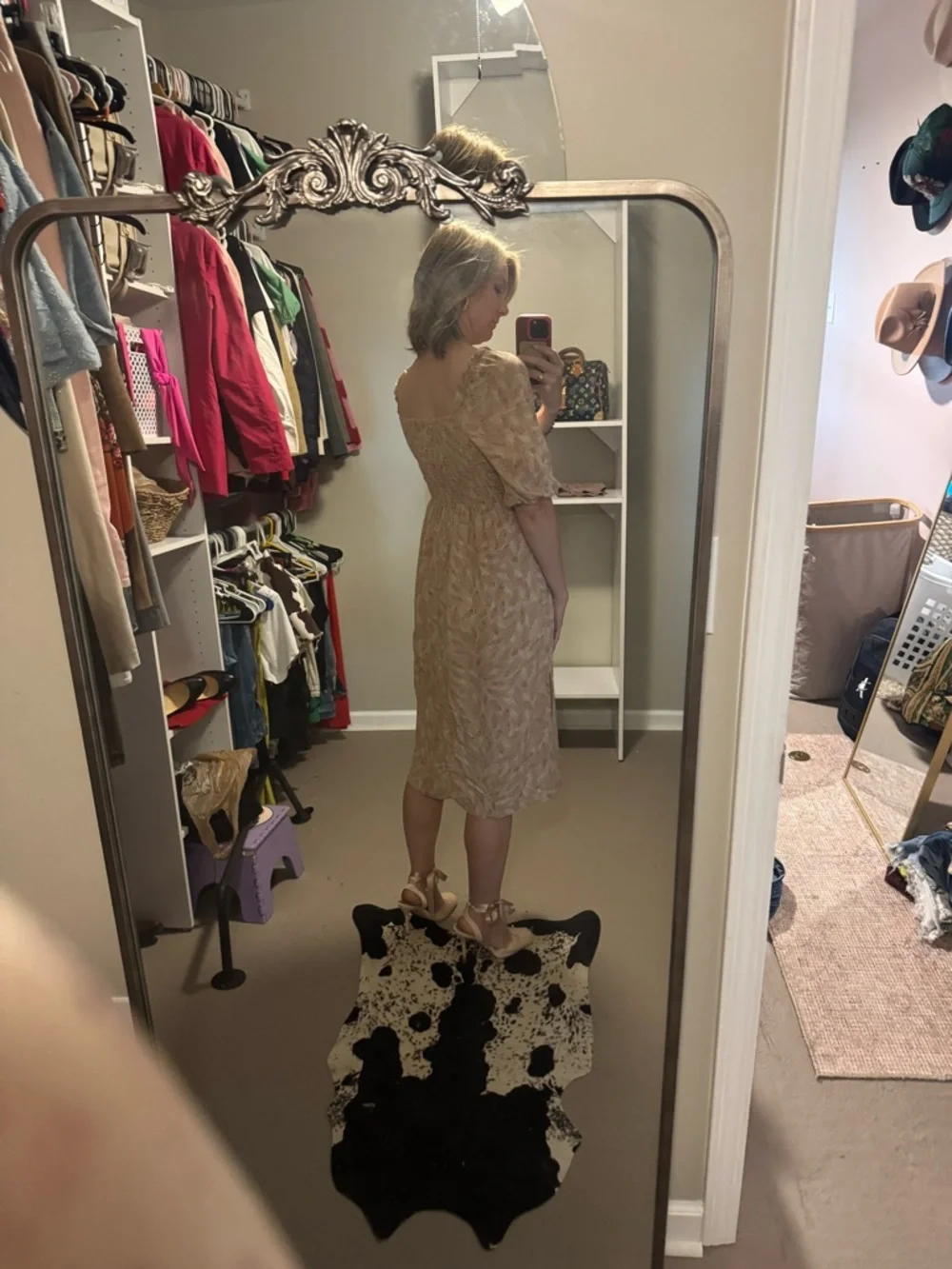 Sincerely Jules Pale Beige Lace Midi Dress with Short Sleeves - Picture 3 of 3